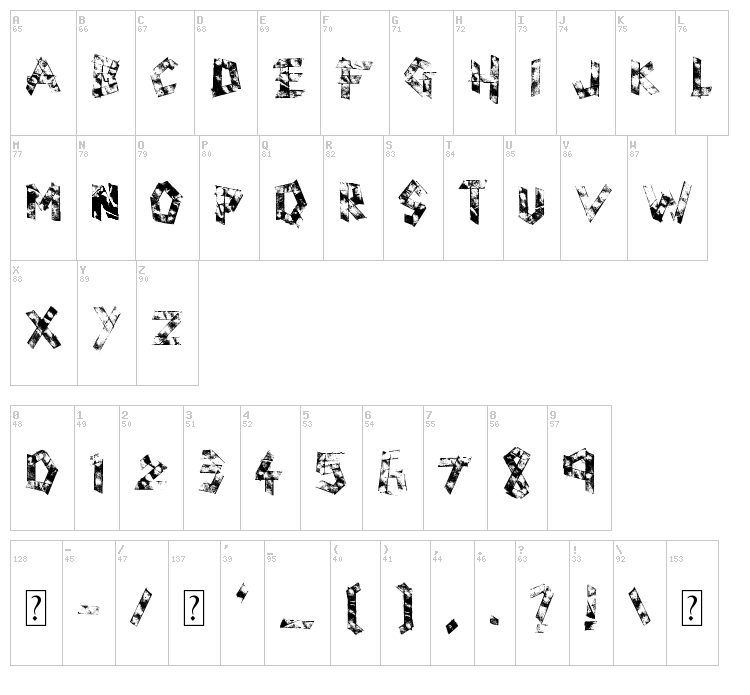 Scotch Taped font map